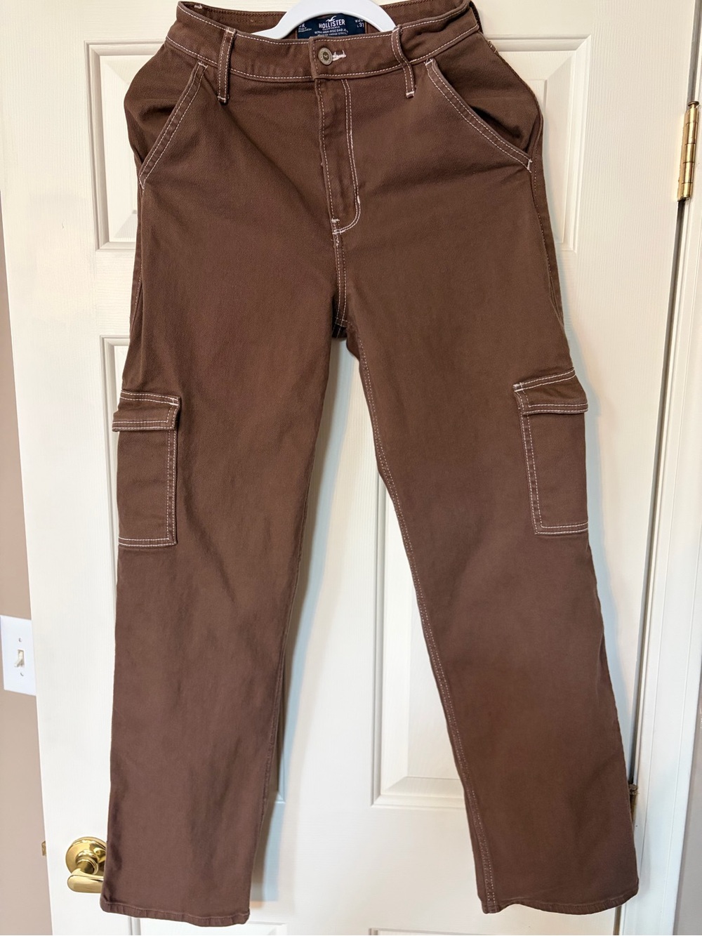 Hollister Women’s Brown High Rise Dad Jean with Cargo Pockets